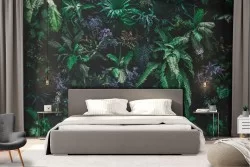 Tropical Wallpaper Leaves and Flowers