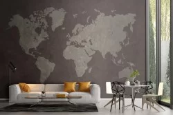 Carta da Parati mappamondo effetto cemento superficie