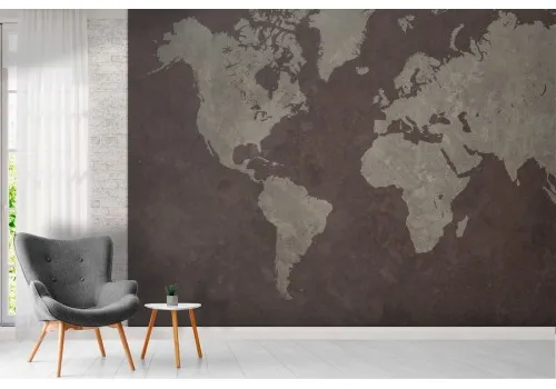 World map wallpaper with concrete surface effect 2