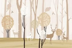 Carta da Parati Design e Stili Flora e Fauna Paesaggi e Natura animali Foreste e Alberi Natura Stilizzata