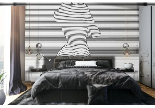 Wallpaper woman silhouette stripes modern design