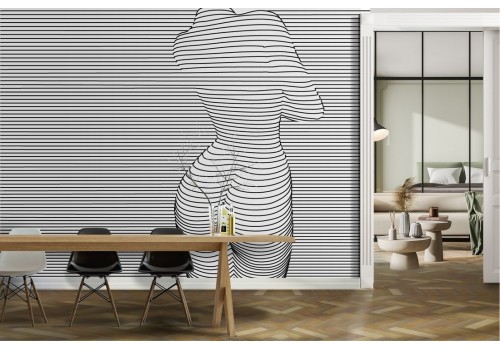Wallpaper woman silhouette stripes modern design 2