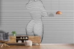 Modern Wallpaper with Stylized Stripes and Waves