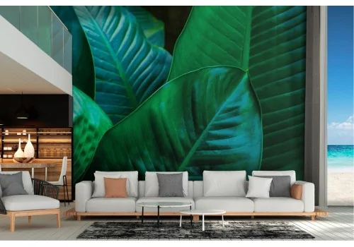 Modern green tropical leaves nature wallpaper