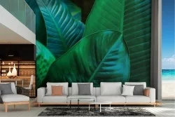 Modern green tropical leaves nature wallpaper