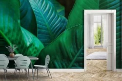 Modern green tropical leaves nature wallpaper