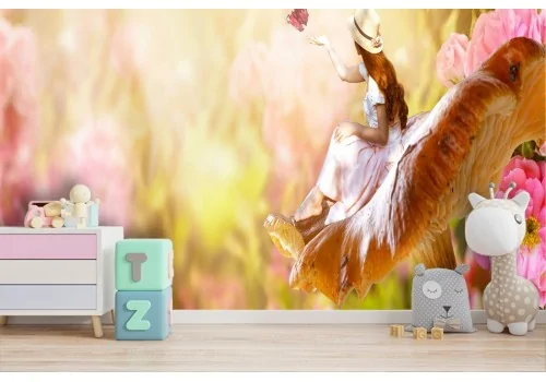 Carta da Parati bambina fiori natura fantasy 2