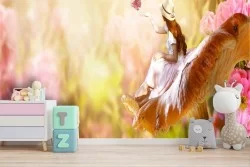 Carta da Parati bambina fiori natura fantasy