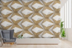 Geometric decoration wallpaper with wood effect