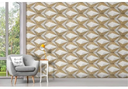 Geometric decoration wallpaper with wood effect 2