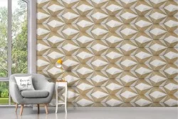 Geometric decoration wallpaper with wood effect