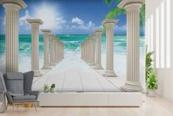 Carta da Parati paesaggio astratto greco con mare