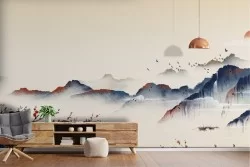 Carta da Parati Astratta Montagna Orientale zen