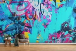 Carta da Parati graffito colori street art design moderno