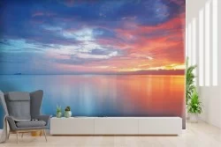 Carta da Parati paesaggio mare con cielo tramonto alba