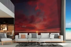 Carta da Parati tramonto rosso sul mare
