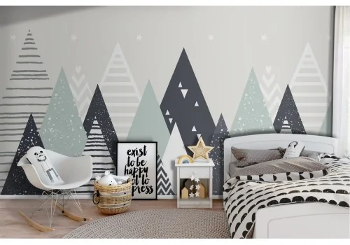 Stylized mountain wallpaper children's decoration