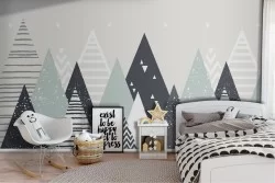 Carta da Parati montagne stilizzate decorazione bambini