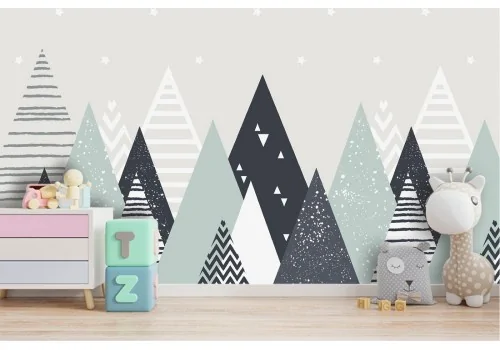 Carta da Parati montagne stilizzate decorazione bambini 2