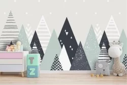 Carta da Parati montagne stilizzate decorazione bambini