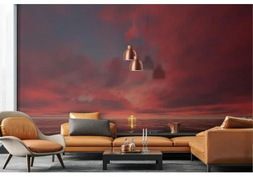 Red sunset on the sea wallpaper 2