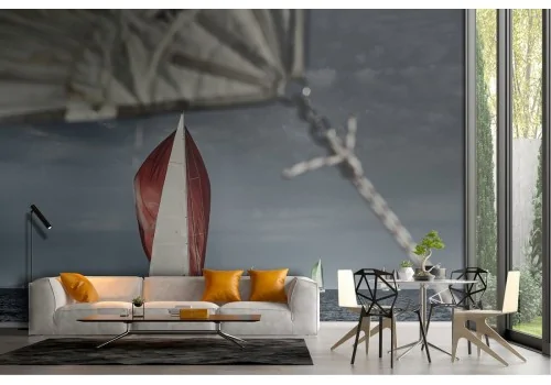 Wallpaper landscape sea storm with boats 2