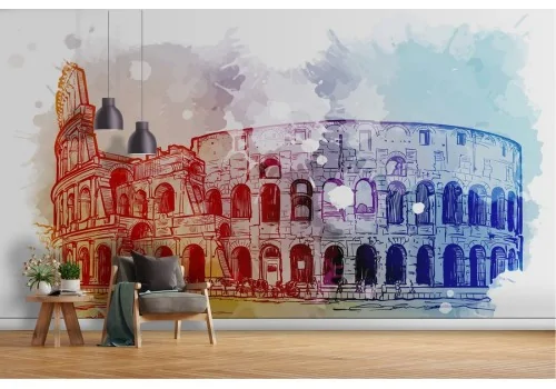 Colosseum abstract illustration wallpaper 2