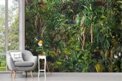 Carta da Parati paesaggio folta foresta tropicale foglie verdi