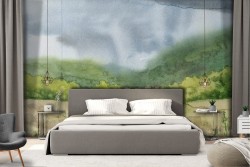 Wallpaper Paintings and Watercolors Nature Meadows and Hills