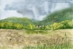 Carta da Parati Design e Stili Paesaggi e Natura Dipinti e Acquerelli Natura Prati e colline