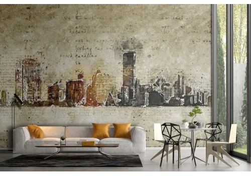 Watercolor stylized city skyscrapers wallpaper