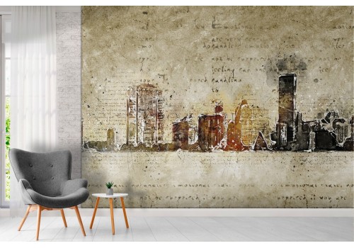 Watercolor stylized city skyscrapers wallpaper 2