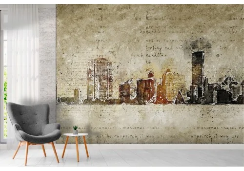 Watercolor stylized city skyscrapers wallpaper 2