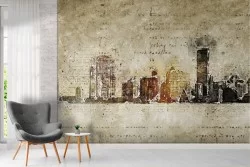 Carta da Parati grattacieli città acquerello stilizzato