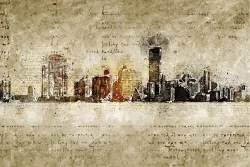 Wallpaper Design and Styles City Maps Transportation City Paintings and Watercolors Stylized