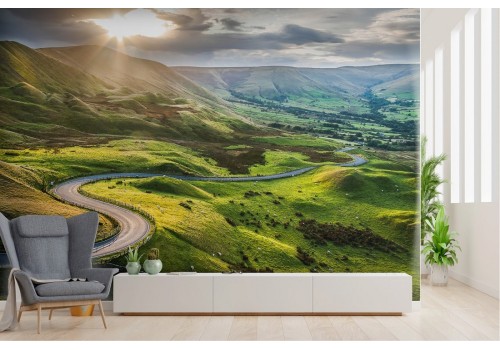 Wallpaper landscape hills with nature road