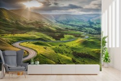 Carta da Parati paesaggio colline con strada natura