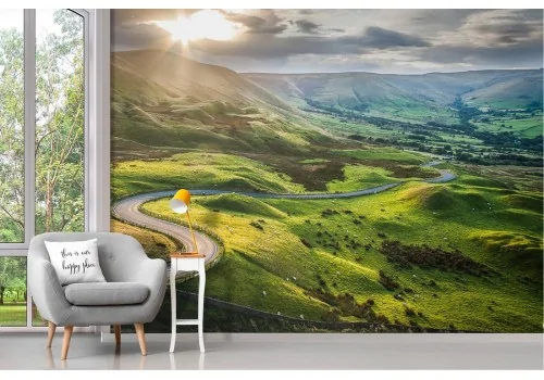Wallpaper landscape hills with nature road 2