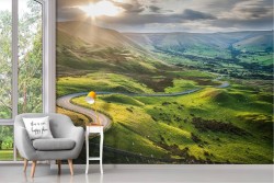 Carta da Parati paesaggio colline con strada natura