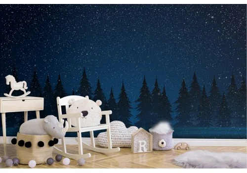 Wallpaper forest night starry sky landscape 2