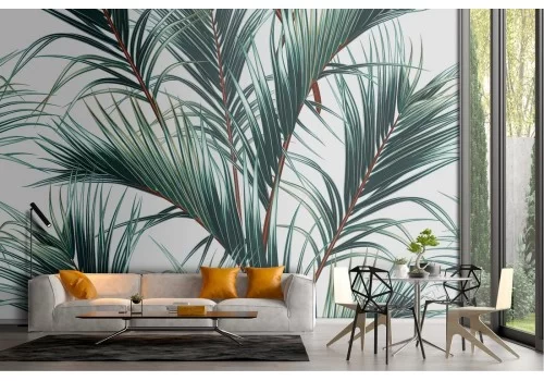 Carta da Parati foglie tropicali illustrazione natura 2