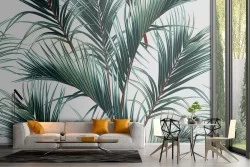 Carta da Parati foglie tropicali illustrazione natura