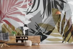 Abstract Wallpaper Modern Tropical Leaves