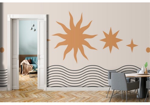 Sun and Waves Abstract Illustration Wallpaper
