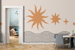 Sun and Waves Abstract Illustration Wallpaper