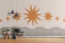 Sun and Waves Abstract Illustration Wallpaper