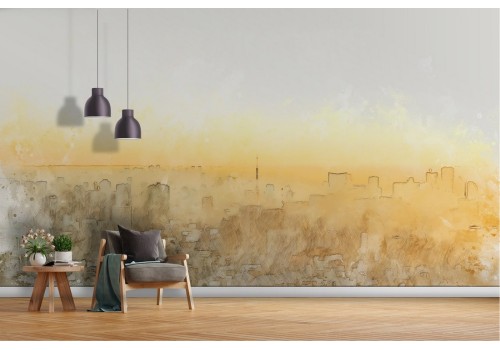 Carta da Parati skyline acquerello città 2