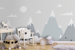 Carta da Parati paesaggio montagne innevate natura bambini