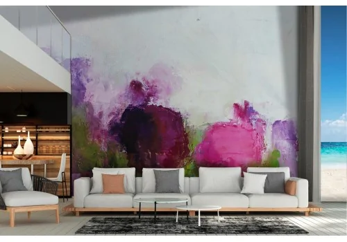 Wallpaper flowers abstract color nature painting