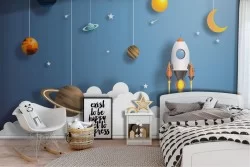 Wallpaper rockets and planets children's decoration